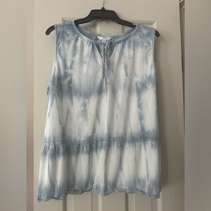 Blue and off white tye dye bloody sleeves top